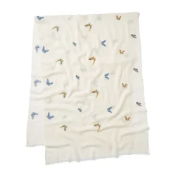 Clearance Qing Embroidered Butterflies Oblong Scarf Scarves & Wraps