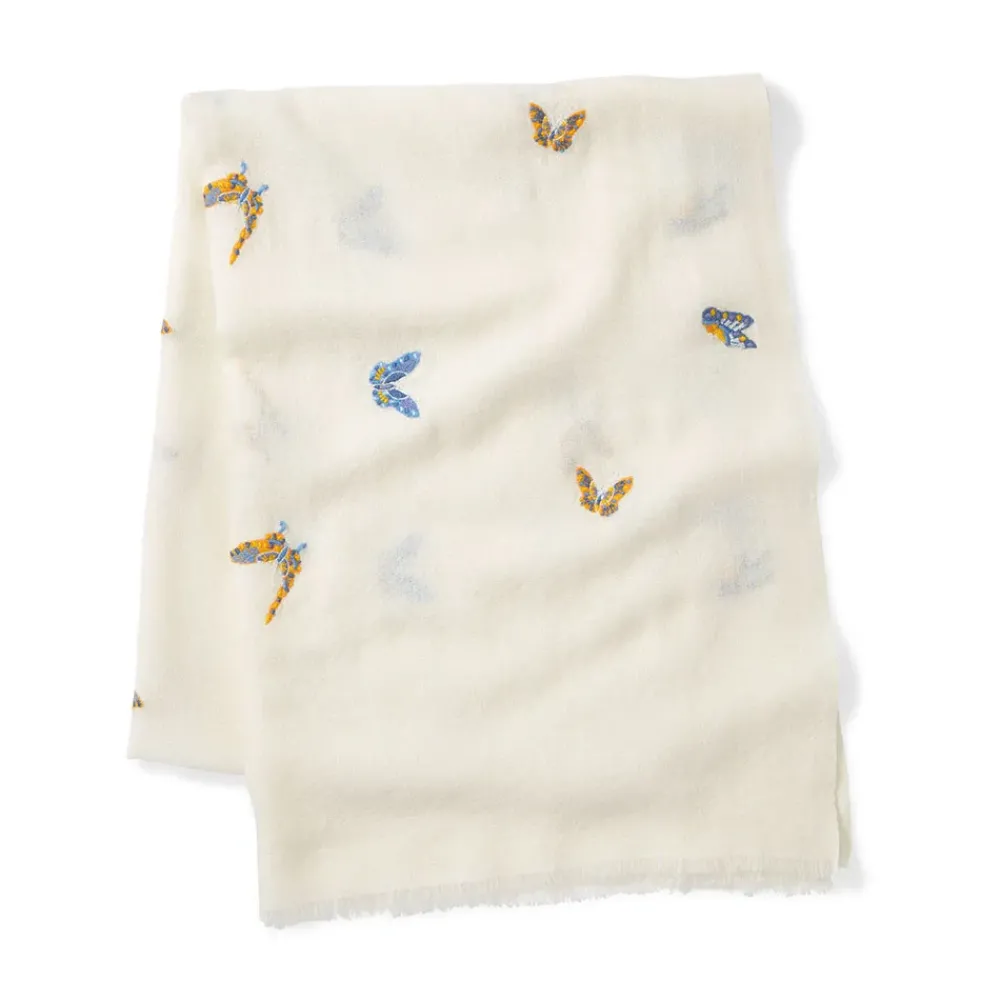 Clearance Qing Embroidered Butterflies Oblong Scarf Scarves & Wraps