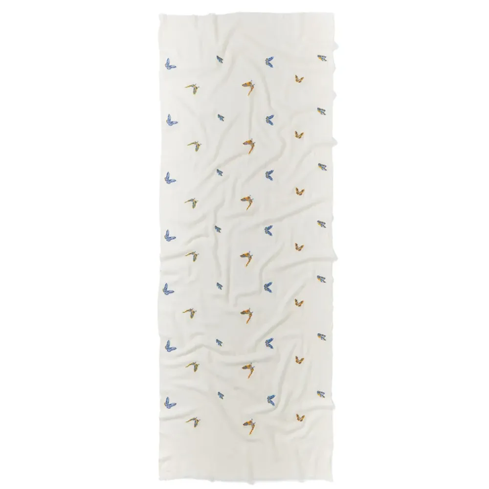 Clearance Qing Embroidered Butterflies Oblong Scarf Scarves & Wraps