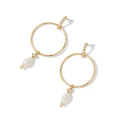 Online Royal Tudor Forward-Facing Hoop Earrings With Pearl Drops Earrings