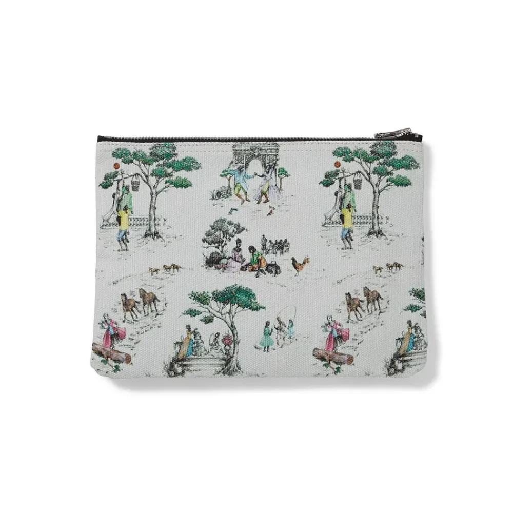 Clearance Sheila Bridges Harlem Toile De Jouy Canvas Zip Pouch Bags