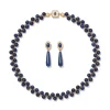 Best Spanish Baldric Lapis Braided Necklace And Elongated Drop Earrings Set Jewelry Sets