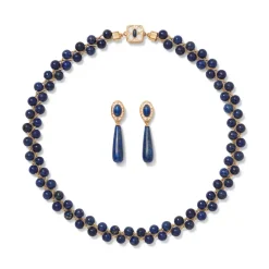 Best Spanish Baldric Lapis Braided Necklace And Elongated Drop Earrings Set Jewelry Sets