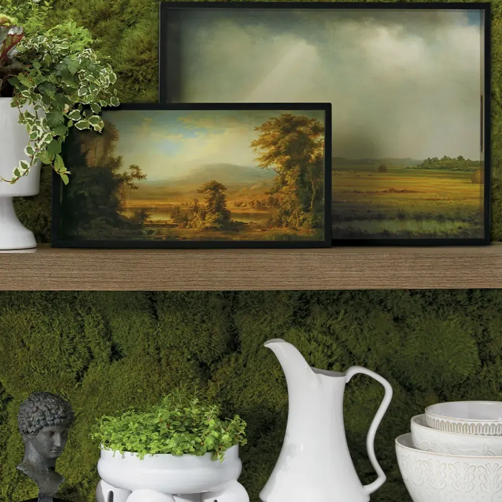 Fashion Sublime Landscapes Duncanson Cows Watering In A Stream Small Lacquer Tray Decorative Accents