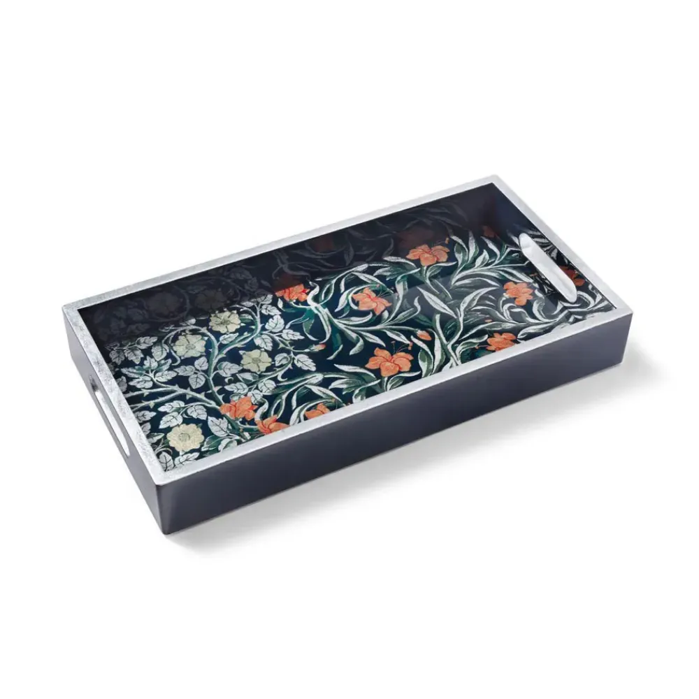 Clearance Tapestry Garden Lacquer Tray Decorative Accents