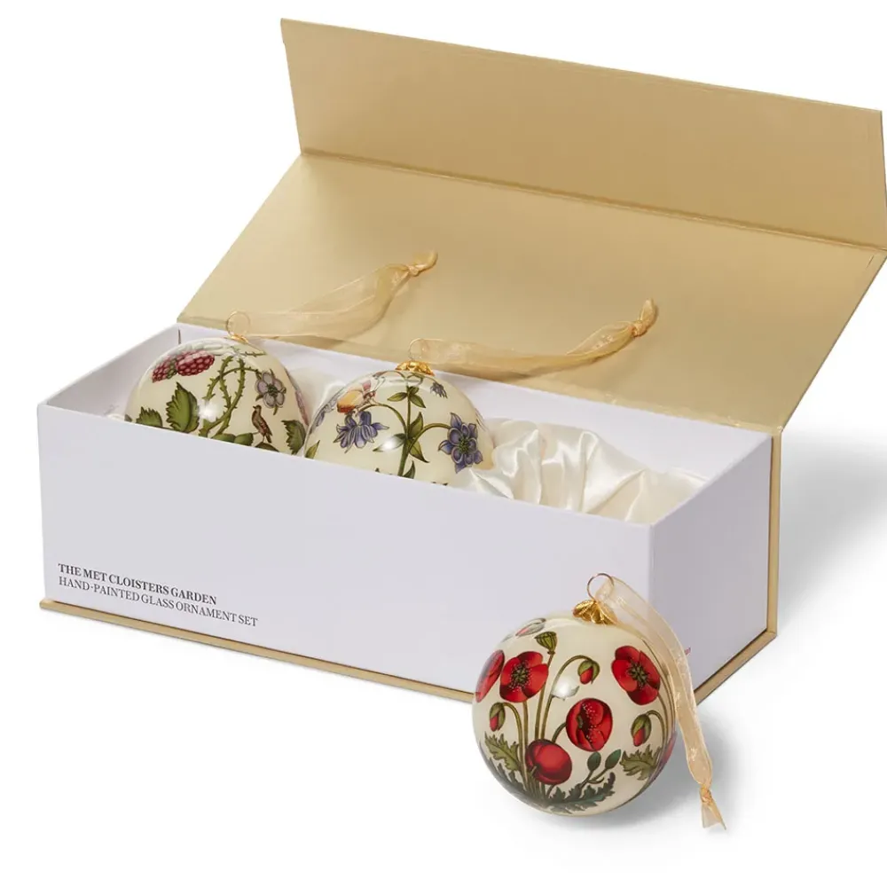 Hot The Met Cloisters Garden Hand-Painted Glass Ornament Set Ornaments