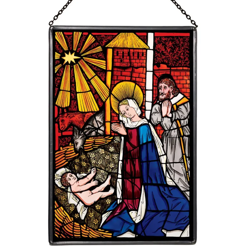 Best The Nativity Glass Panel Decorative Accents