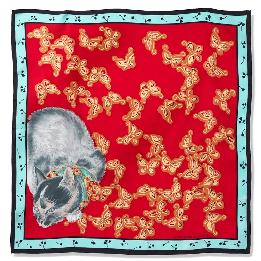 Hot Toko Cat Silk Neckerchief Scarves & Wraps