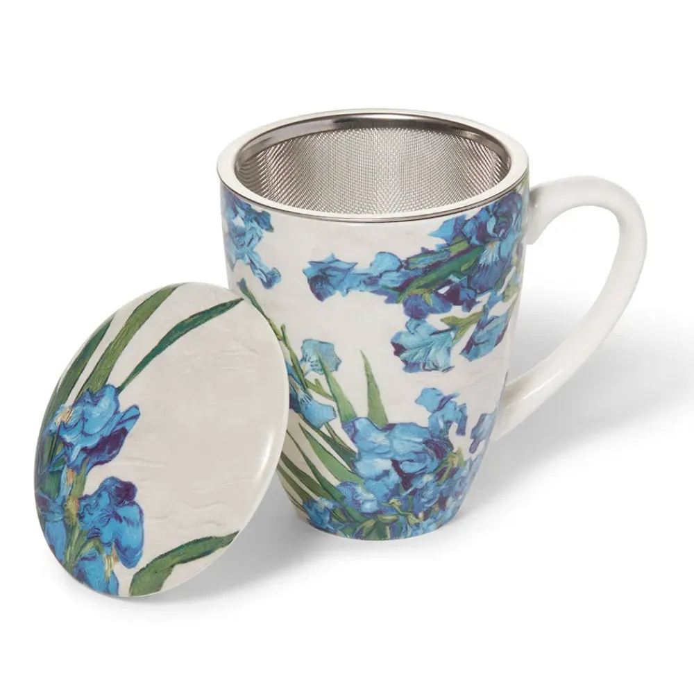 Outlet Van Gogh Irises Covered Mug With Tea Infuser Tableware