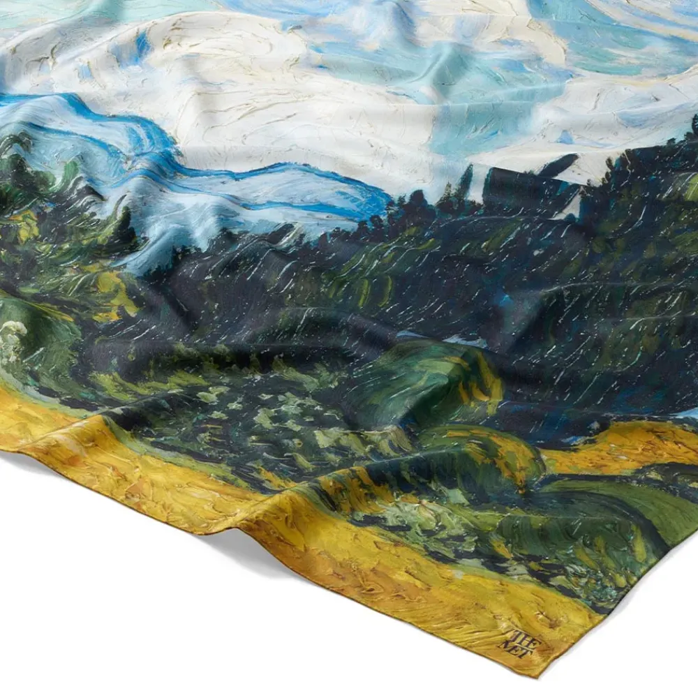 Fashion Van Gogh Wheat Field With Cypresses Oversize Oblong Silk Scarf Scarves & Wraps