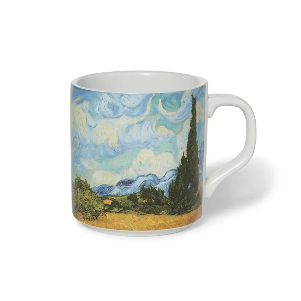 Best Van Gogh Wheat Field With Cypresses Mug And Tea Towel Set Tableware