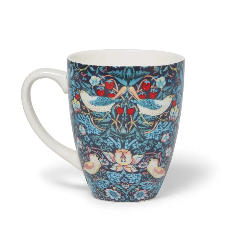 New William Morris Strawberry Thief Covered Mug With Tea Infuser Tableware