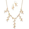 Fashion Willow Catkins Pearl Bib Necklace And Drop Earrings Set Jewelry Sets