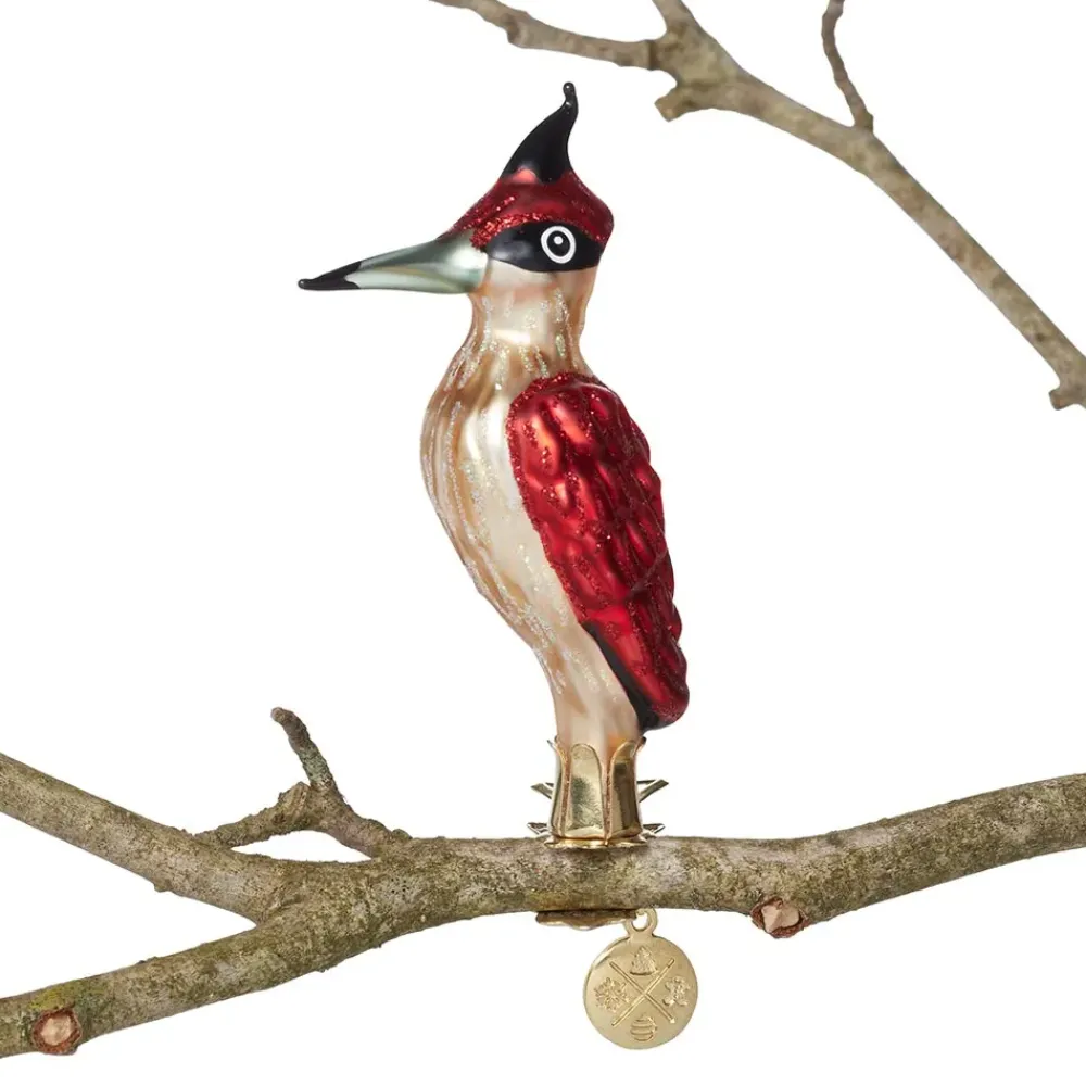 Online Woodpecker Glass Ornament Ornaments